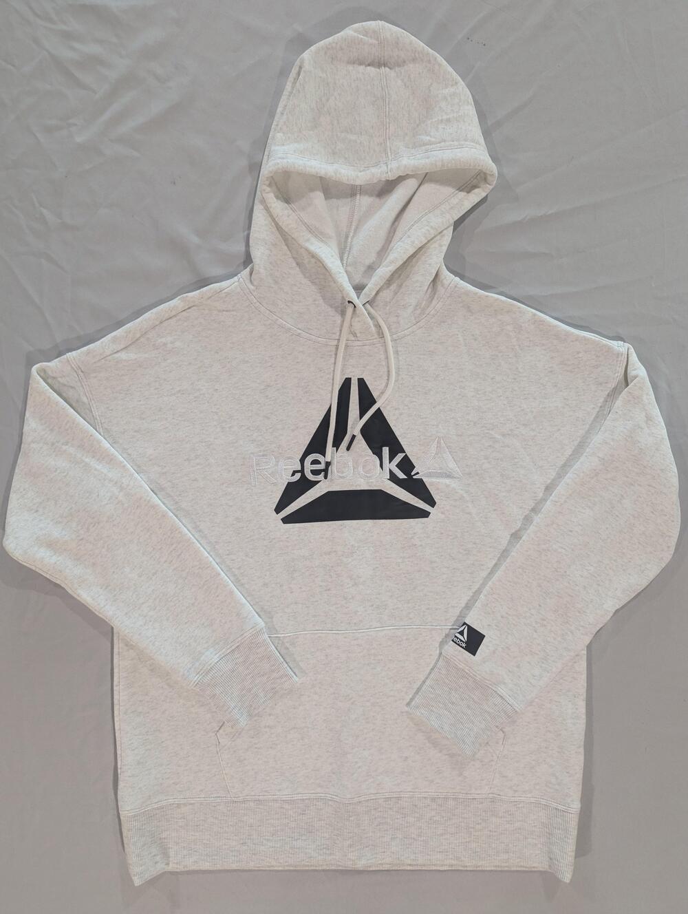 Reebok Hoodie Mens S Gray Fleece Pullover Delta Logo Kangaroo Pocket Athletic